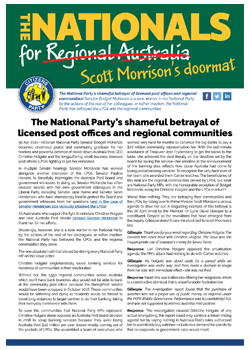 Download PDF Flyer - The National Party’s shameful betrayal of licensed post offices and regional communities