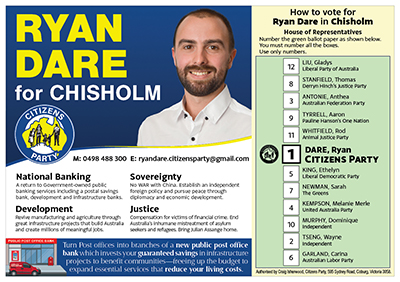 How to Vote - Ryan Dare - Citizens Party - CHISHOLM - Election 2022